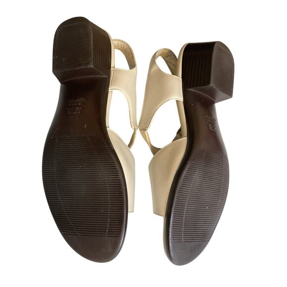 SAS Suntimer Sandals Sz 8.5 S-AAA Pearl Bone Ivory Leather Sling Back Peep Toe - Picture 12 of 14